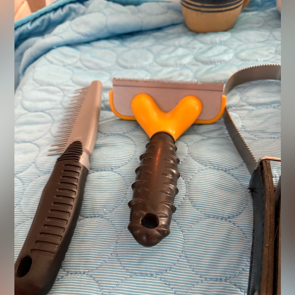 Orange and Black Dog Grooming Tools with Textured Handles